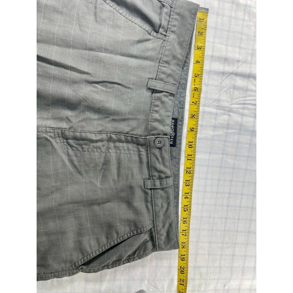 Hang Ten Men’s Gray Plaid Flat Front Walk Shorts Size 36 Modern Fit Hybrid